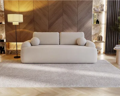 Produktbild von CLOUD Schlafsofa 260 cm mit Schlaffunktion 200 x 134 cm, Bouclé Sofa, Couch mit Bettkasten, Creme (Lambi 01)