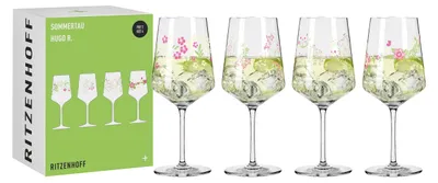 4 Aperitifgläser 500 ml Kristallglas Blumenmotiv Made in Germany