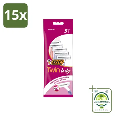 Produktbild von 15 x Bic Twin Lady Einwegrasierer mit Doppelklinge - Großpackung - 15 Stücke