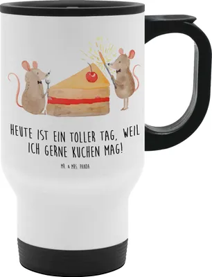 Produktbild von Mr. & Mrs. Panda To Go Becher Mäuse Kuchen - Weiß - Geschenk, Thermobecher, Happy Birthday, Maus, Für Tee, thermosbecher, Geburtstagsgeschenk, Kaffeebecher, Teebecher