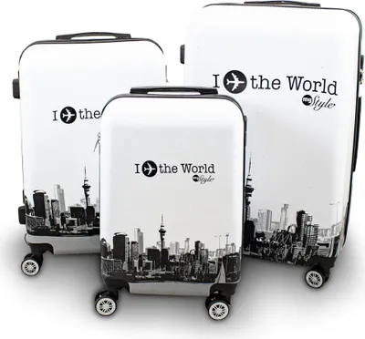 Produktbild von Bituxx Kofferset 3teilig Design Fly the World White MS-17311