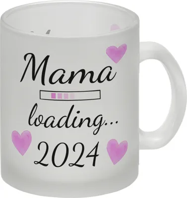 Produktbild von Mama loading 2024 Kaffeetasse mit Herzen für die Schwangerschaft