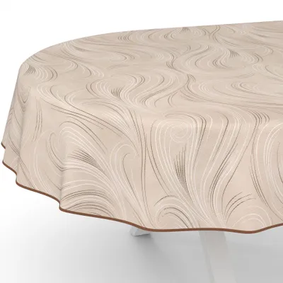 Abwaschbare Tischdecke, oval, 240x140 cm, beige, mit Rand