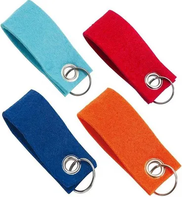 Produktbild von Vilten sleutelhanger-set mit Lanyard, 4-farbig, 4 Stück, rote, blaue, orangen, turkisen