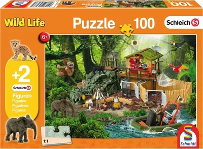 Image de Schleich : Station de recherche Croco, 100 pièces - Puzzle pour enfants. Avec 2 figurines Schleich