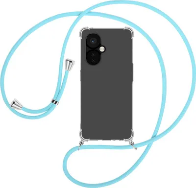 Produktbild von Handykette Backcover-Schutzhülle mit Band (Metall silberfarben) für OnePlus Nord CE 3 5G (6.7'') - himmelblau