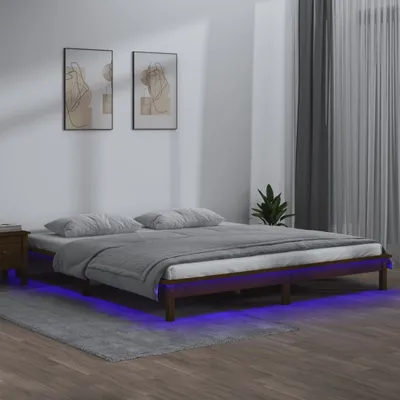 Produktbild von "2026 Promotion" Massivholzbett Schlafzimmer - mit LEDs Honigbraun 160x200 cm - Polsterbett CC28668