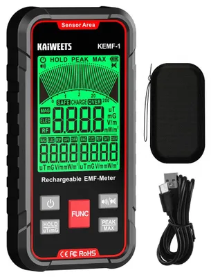 Obrázok produktu pre Zariadenie na meranie elektromagnetického žiarenia - KEMF-1 - Detektor EF/MF/RF - LED displej - Nabíjací port USB-C - Vysoká presnosť merania - Prenosné a ľahké