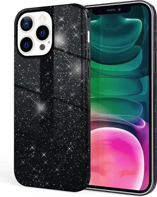 Produktbild von NALIA Robuste Glitzerhülle für iPhone 13 Pro, Stoßfeste Glänzende Glitzer Hybrid Schutzhülle Verstärkte Silikonhülle Schwarz
