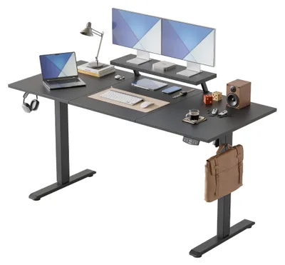 Elektrisch höhenverstellbarer Schreibtisch 160x60 cm, schwarz