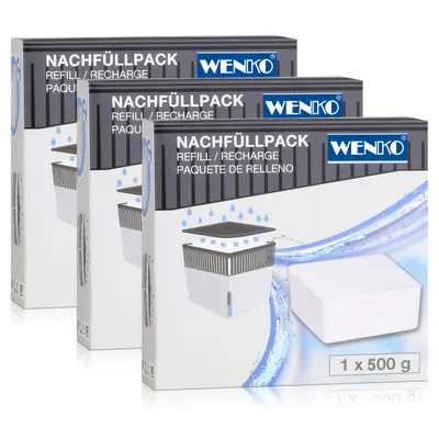 Produktbild von Wenko 50260100 Design Raumentfeuchter Cube Nachfüller 500g (3er Pack)