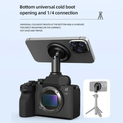 Productafbeelding van Draagbare magnetische telefoonhouder, statiefbevestiging met koudschoenadapter, vervangende basis voor smartphones van de iPhone 15/14/13/12-serie