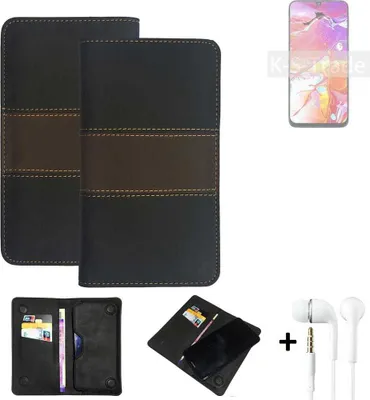 Produktbild von K-S-Trade Handyhülle + Kopfhörer kompatibel mit Samsung Galaxy A40s Schutzhülle Walletcase Bookstyle Tasche Schutz Case Hülle Wallet Cover