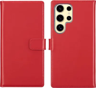 Image de Selencia Bibliothèque en cuir véritable pour le Samsung Galaxy S25 Ultra - Rouge