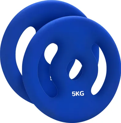 Produktbild von SPORTNOW 2er-Set Hantelgewichte, 2 x 5 kg Gewichte, Hantelscheiben-Set, Gewichtsscheiben für 2,5 cm Hantelstange, Ø 30 mm Bohrung, Blau
