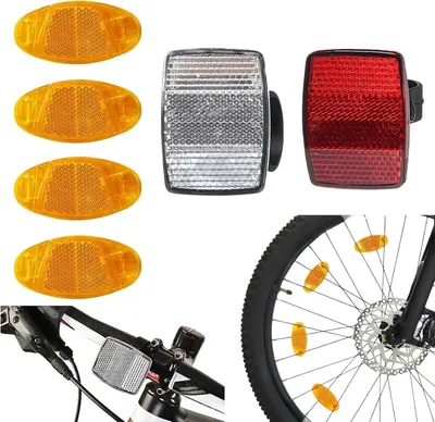 Obrázok produktu pre Sada 6 reflexných prvkov na bicykel – vrátane reflexných prvkov na predné koleso, zadné koleso a na ráfiky – jednoduchá montáž