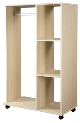 Produktbild von Garderobenst?nder mit 3 Ablagen und Kleiderstange, 80 x 40 x 128 cm, Beige