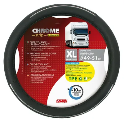 Produktbild von LAMPA 98924 Chrome Strip Lenkradbezug TPE Ø49-51cm Schwarz Lenkradhülle