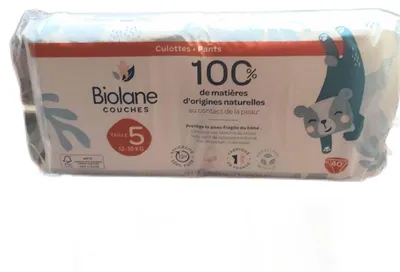 Image de Couches-culottes BIOLANE taille 5 (12-18 kg) - Protection anti-fuites pendant 12 heures - Lot d'un mois