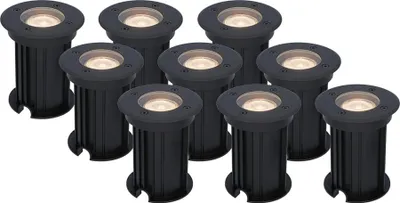 Image de HOFTRONIC - Spot LED au sol 9x 4W GU10 345lm 2700K Dimmable IP67 Noir