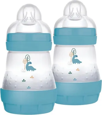 Produktbild von Famanu Anti-Kolik-Flaschen 2 Stück für Babys 0-2 Monate - 160 ml - Silikon - Blau