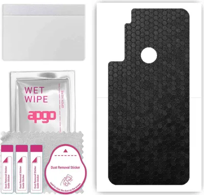 Produktbild von apgo Rückseite Schutzfolie, Skin, kompatibel mit Motorola One Fusion Plus, Hinten Displayschutzfolie aus Vinylfolie, kratzfest, einfache Montage - Schwarze Honigwabe