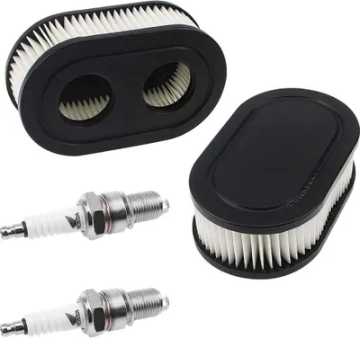 Produktbild von 2ST Luftfilter und 2ST Zündkerzen für Briggs Stratton Motoren 550E 550EX Eco-Plus 575EX Series Luftfilter Rasenmäher Ersetzt 798339 798452 593260 0930