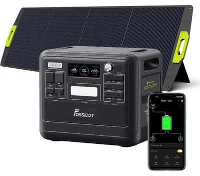 Image de Centrale électrique portable F2400 - Générateur solaire 2048 Wh LiFePO4 - 2400 W 230 V EU, 4800 W en pointe - Panneau solaire 200 W - Wi-Fi - Pour camping et alimentation de secours - F2400-B