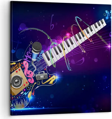Produktbild von Bild auf Leinwand - Leinwandbild - Gitarre Instrument Musik Notiz - 60x60cm - Wand Bild - Wanddeko - Leinwanddruck - Bilder - Kunstdruck - Wanddekoration - Leinwand bilder - Wandkunst - AC60x60-2724