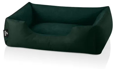 Zdjęcie produktu dla Legowisko dla psów BedDog ZARA – poduszka dla psa z zdejmowanym pokrowcem, koszyk dla psa, sofa dla psa, kolor BOTTLE-GREEN (ciemnozielony), rozmiar (S) ok. 55 x 40 x 17 cm