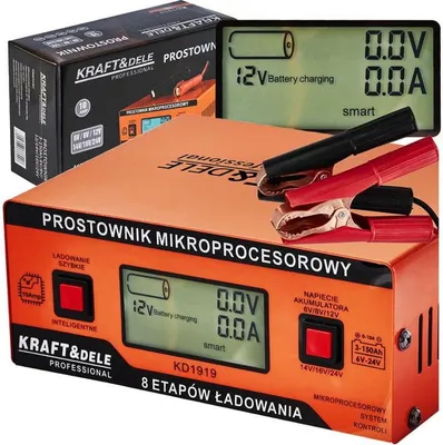 Obrázek produktu pro Mikroprocesorová nabíječka baterií Kraft&Dele KD1919, 10A, 6-24V, LCD