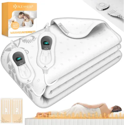 Produktbild von KESSER® Wärmeunterbett mit Abschaltautomatik Fernbedienung | Heizdecke mit 3 Temperaturstufen | Wärmebettunterlage fürs Bett Matratzenheizung | Wärmedecke aus weichem Vlies Heizkissen