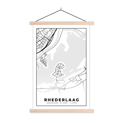 Obrázek produktu pro MuchoWow® Textilní plakát - Mapa - Mapa města - Rhederlaag - 60x90cm - S hnědými lamelami