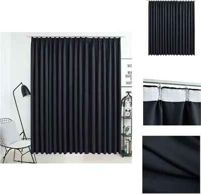 Image de vidaXL Rideau occultant avec crochets Noir 290 x 245 cm - Rideaux et voilages