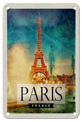 Produktbild von Blechschild Reise 12x18cm Paris Frankreich Eiffelturm Kunst Schild