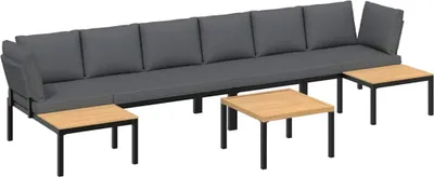 Produktbild von vidaXL 5-tlg. Garten-Sofagarnitur mit Kissen Schwarz Aluminium