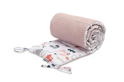 Produktbild von SENSILLO Kinderbett Umrandung Bettumrandung Waffel Stoff & Füchse Rosa