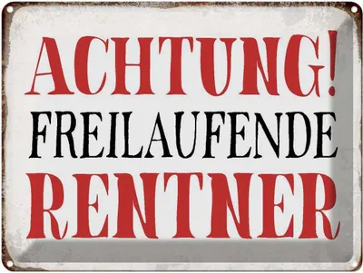 Produktbild von vianmo Blechschild 30x40 cm Achtung freilaufende Rentner Witz Humor Lustig Spaß