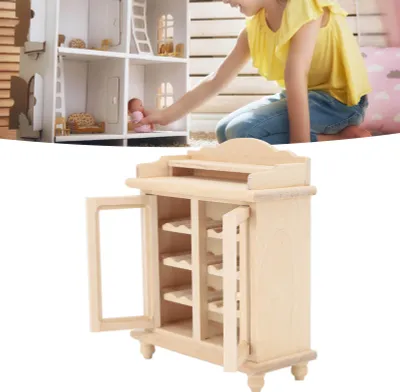 Produktbild von Puppenhaus Weinregal 1:12 Holzschrank Miniatur-Hausmöbel für die Küche