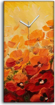 Produktbild von Dekor Leinwand Uhr Wandbilder Quarz 30x60 Gemälde abstrakte von Mohnblumen - weiße Hände