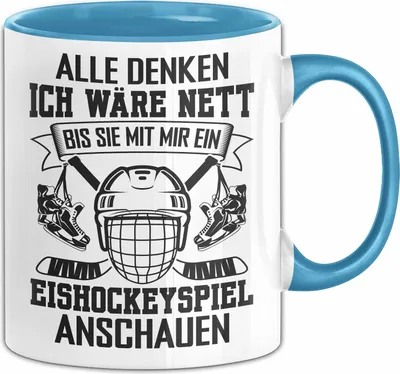 Produktbild von Eishockey Spieler Geschenk Tasse Vintage Ice Hockey Retro Hockey Alle Denken Ich Wäre Nett Bis Wie Eishockeyspiel Anschauen (Blau)