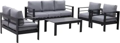 Produktbild von MeXo von GLP HOME Lounge Gartenmöbel aus Aluminium, Gartenlounge Set für 5-7 Personen, (Spar-Set, Essgruppe 4-5-tlg., 1x3er-Sofa, 1xEinzelsessel, 1x2er Sessel, 1xTisch), Sitzgruppe, Balkonmöbel, Sitzgarnitur Wetterfest für Indoor Outdoor