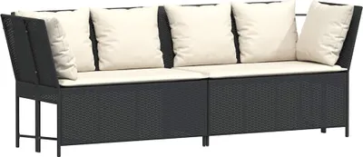 Zdjęcie produktu dla vidaXL Sofa ogrodowa z poduszkami z czarnego polirattanu