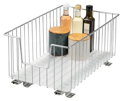 Image de Panier coulissant Bremermann 30 cm avec étagère, tiroir de cuisine adaptable, tiroir coulissant en métal, chromé