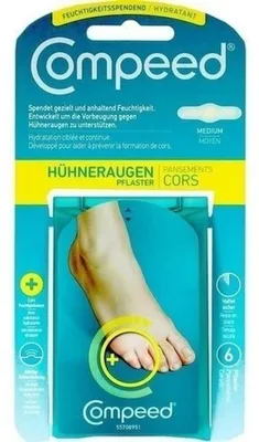 Produktbild von Compeed Hühneraugenpflaster Medium feuchtigkeitsspendend, Beige, Die Haut vor der Anwendung säubern und trocknen..., 6 Stück(e)