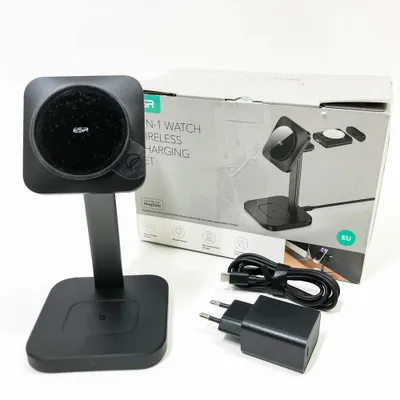 Immagine prodotto di ESR Stazione di ricarica 3 in 1 per Apple Watch e iPhone MagSafe, caricatore wireless magnetico a ricarica rapida compatibile con iPhone 15/14/13/12, Apple Watch 8/7/6/5/4/3/2/SE e AirPods Pro/3/2, Nero