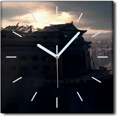 Produktbild von Coloray Uhr auf Leinwand 30x30 cm Wand Uhr Dekoration Wohnzimmer Segeltuch weiße Zeiger -Landschaftsarchitektur