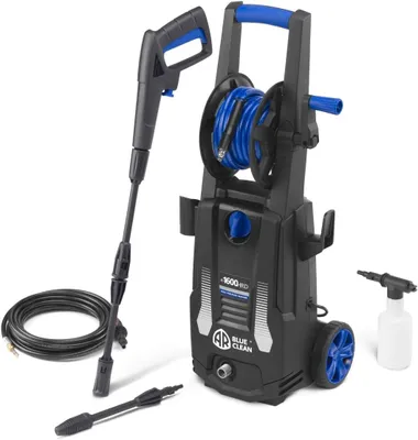 Imagen del producto de Limpiadora a presión de agua fría de 1600 W, con una presión de 125 bares y un caudal de 420 litros por hora, que incluye una boquilla de limpieza y accesorios