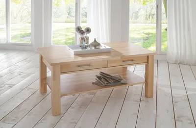 Produktbild von Zeitloser Couchtisch - SIMON - Buche vollmassiv / Echtholz 110 x 70 cm, 730- Buche massiv Natur lackiert
