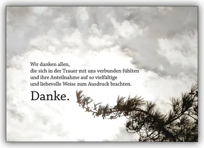 Produktbild von 4x Elegante Trauer Dankeskarte mit Himmel: Wir danken allen, die sich in der Trauer…